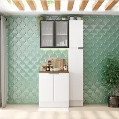 JUST HOME COLLECTION - Mueble de cocina mural blanco 1 puerta vidrio