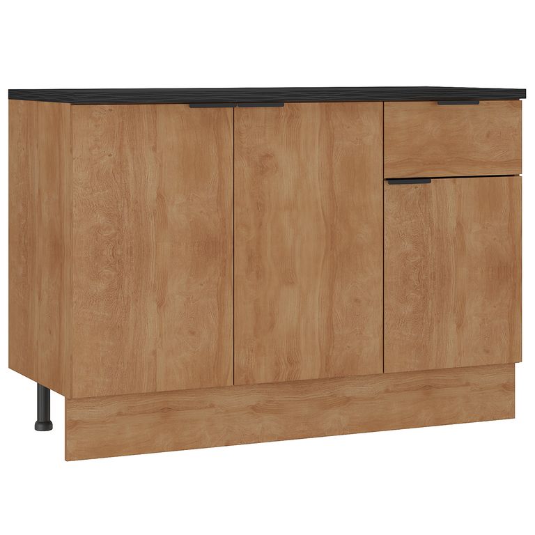 Mueble de cocina base 120 cm con cubierta 3 puertas 1 cajón