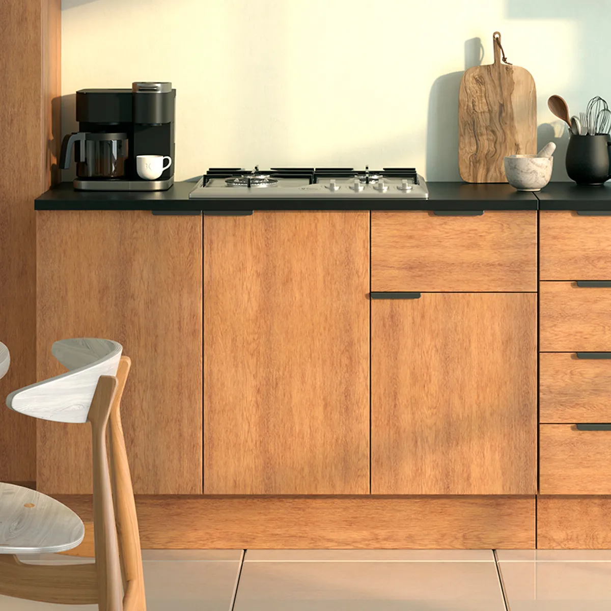 JUST HOME COLLECTION - Mueble de cocina base 120 cm con cubierta 3 puertas 1 cajón