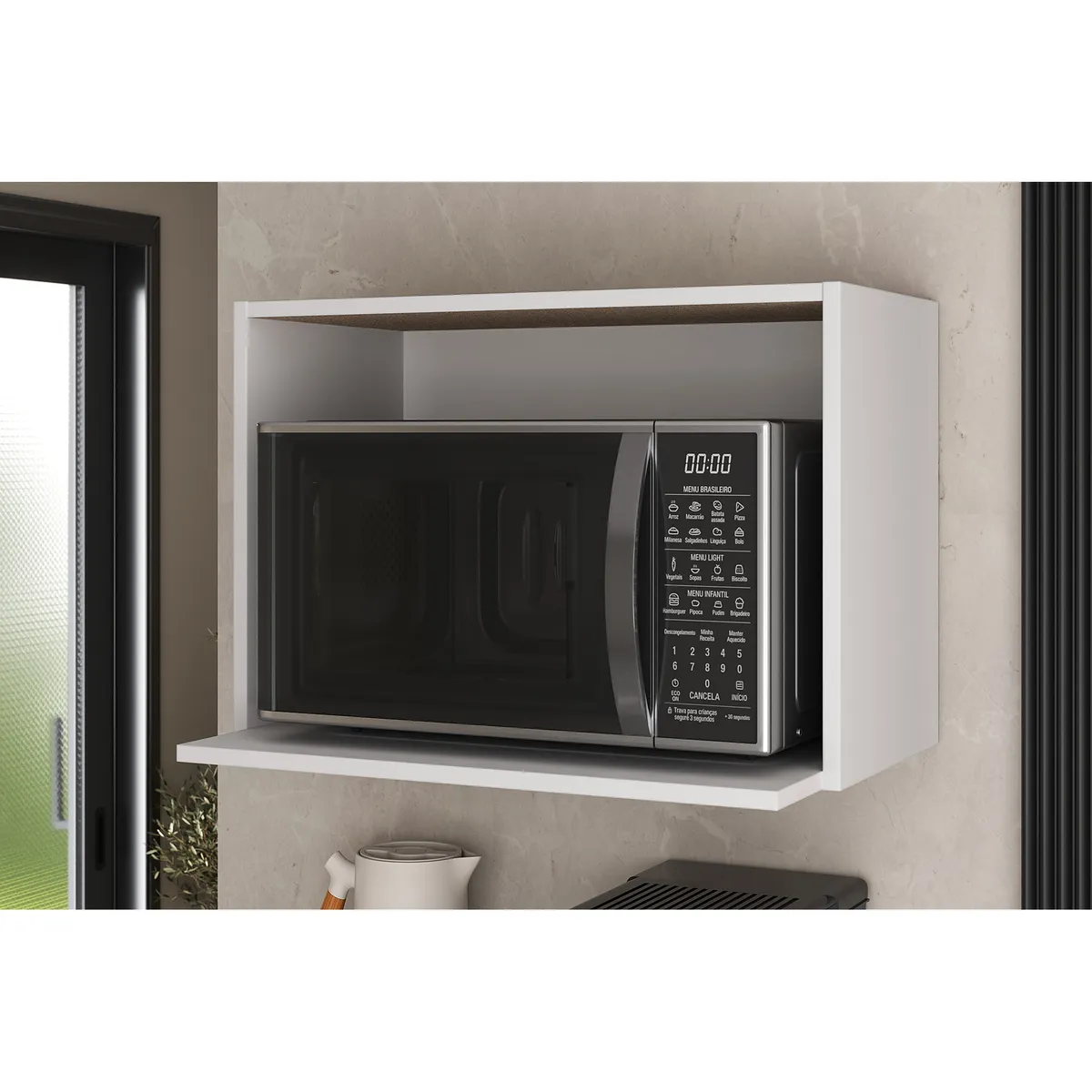 JUST HOME COLLECTION - Mueble de cocina para microondas blanco 60 cm