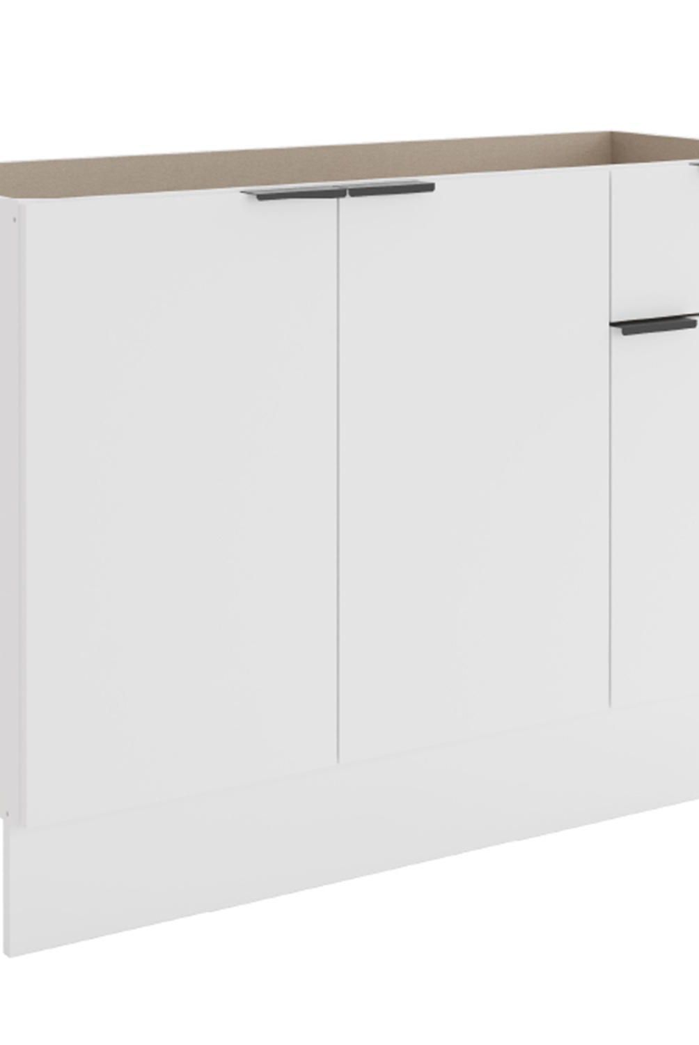 JUST HOME COLLECTION - Mueble de cocina base blanco 120 cm sin cubierta 3 puertas 1 cajón