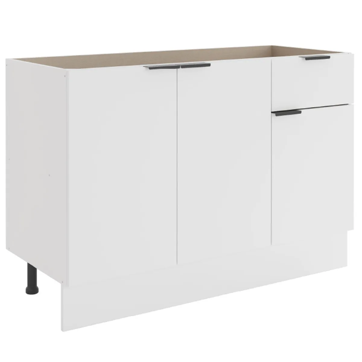 JUST HOME COLLECTION - Mueble de cocina base blanco 120 cm sin cubierta 3 puertas 1 cajón
