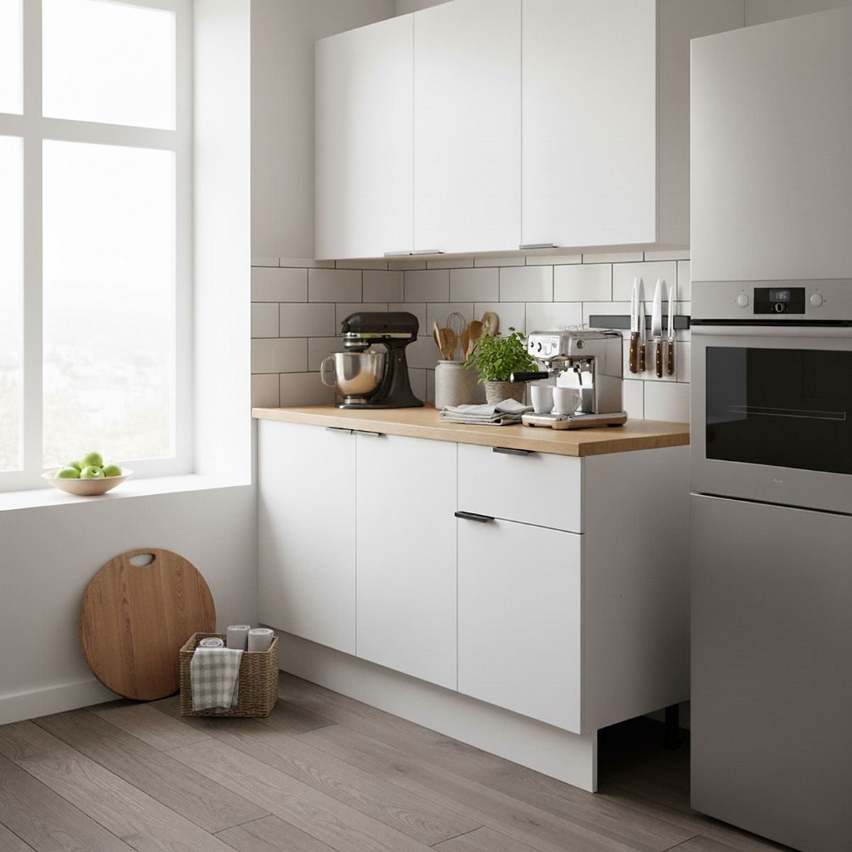 JUST HOME COLLECTION - Mueble de cocina base blanco 120 cm sin cubierta 3 puertas 1 cajón