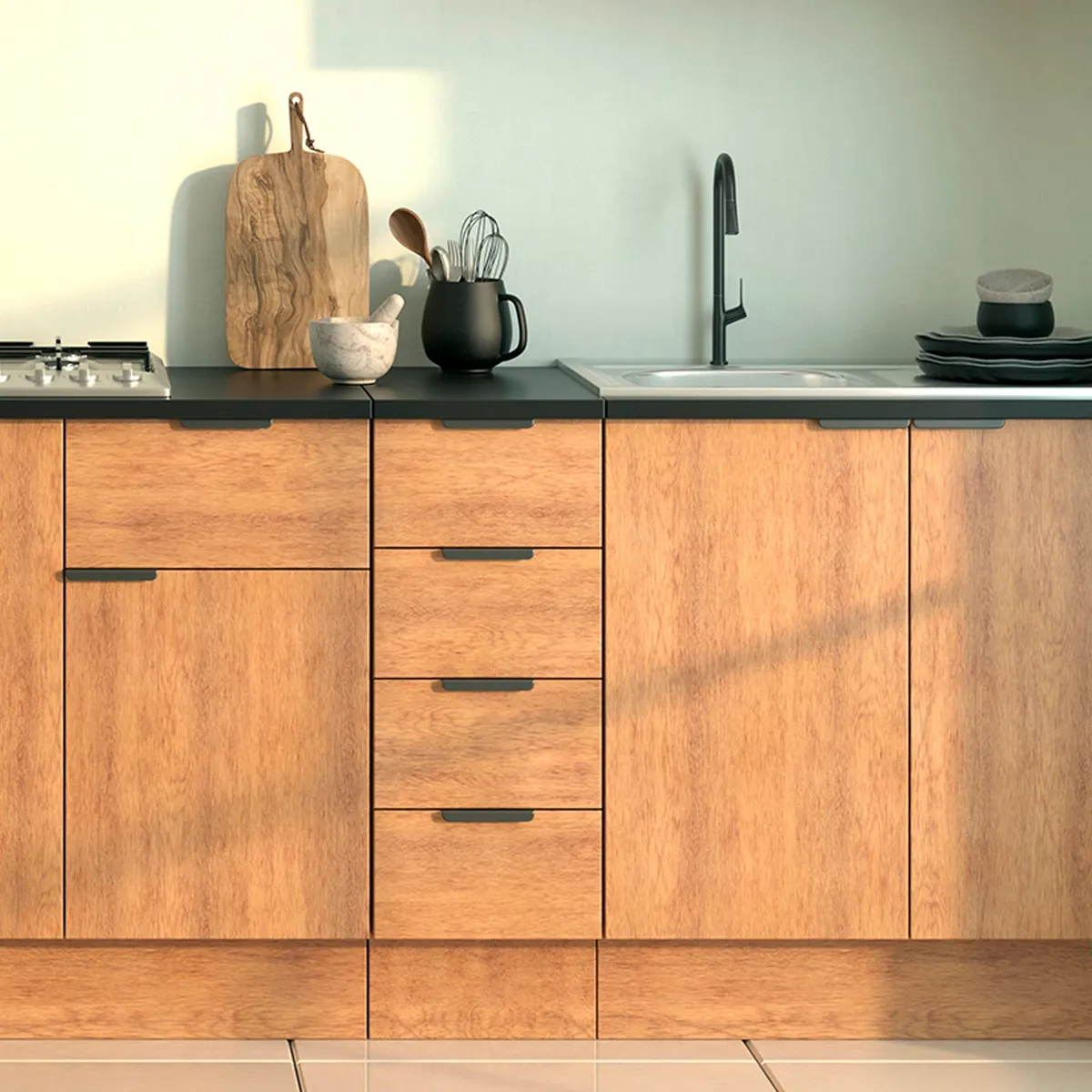 JUST HOME COLLECTION - Mueble de cocina base 4 cajones con cubierta