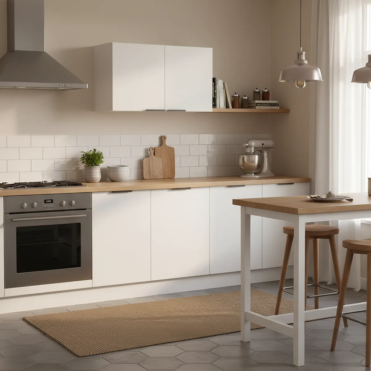 JUST HOME COLLECTION - Mueble de cocina mural blanco sobre campana 2 puertas 60 cm