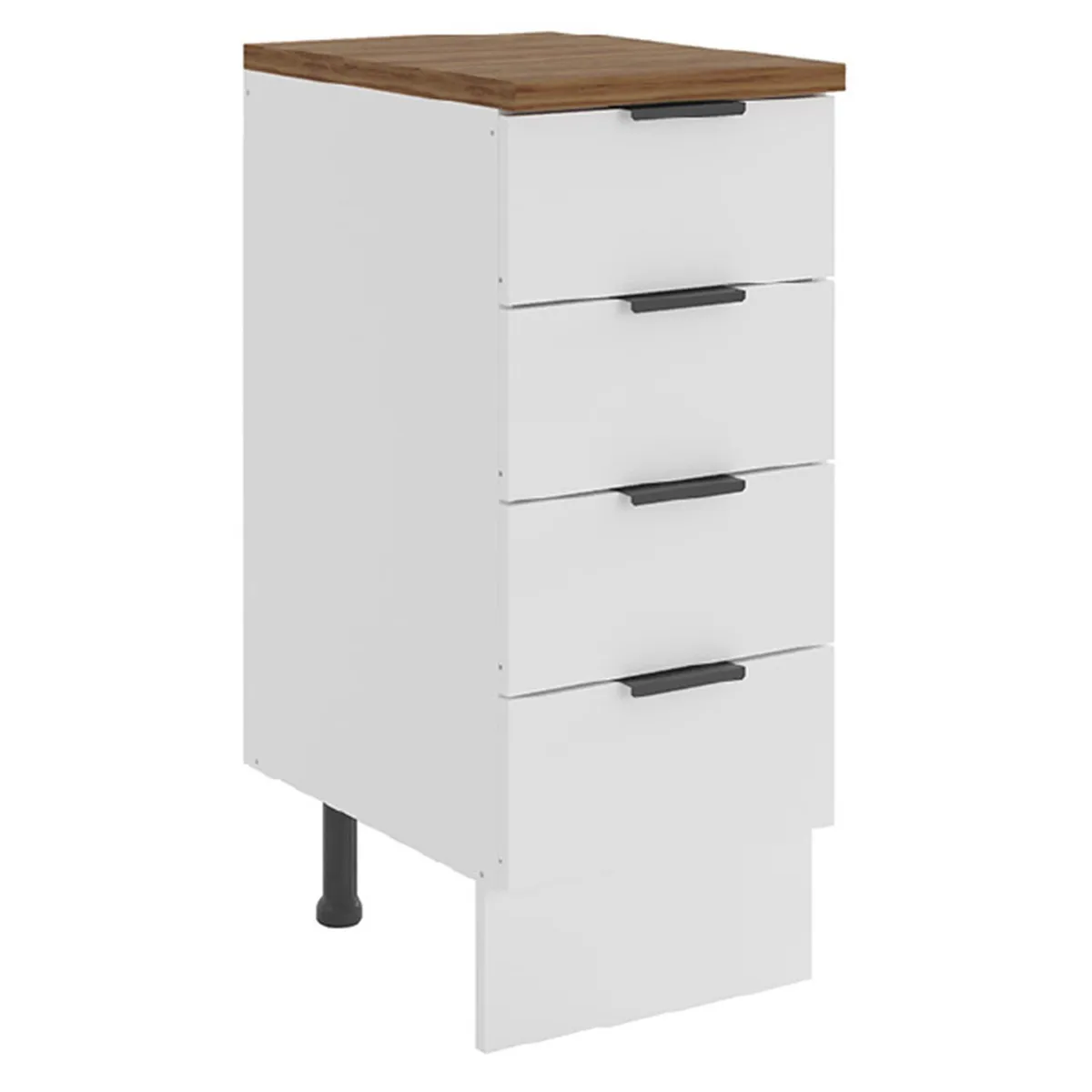 JUST HOME COLLECTION - Mueble de cocina base blanco 4 cajones con cubierta