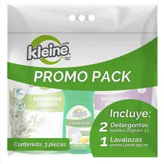 KLEINE WOLKE - Pack 2 detergentes líquidos 3L + lavaloza 750ml