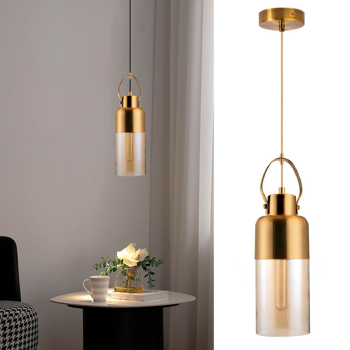 JUST HOME COLLECTION - Lámpara Colgante Vidrio Café 13 cm