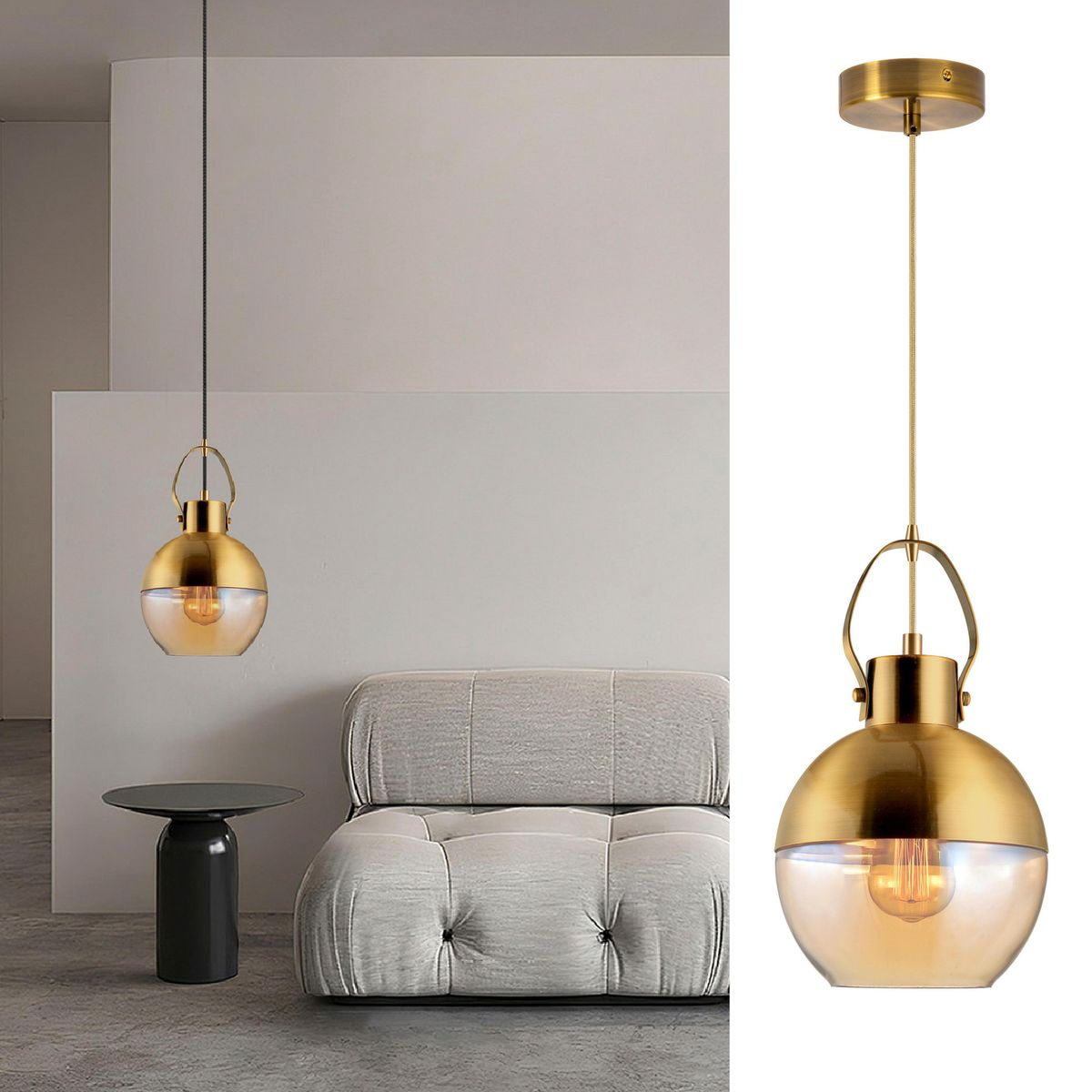 JUST HOME COLLECTION - Lámpara Colgante Vidrio Café