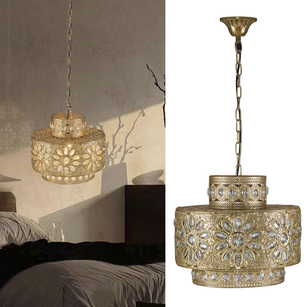 JUST HOME COLLECTION - Lámpara Colgante Metal Amarillo 35 cm