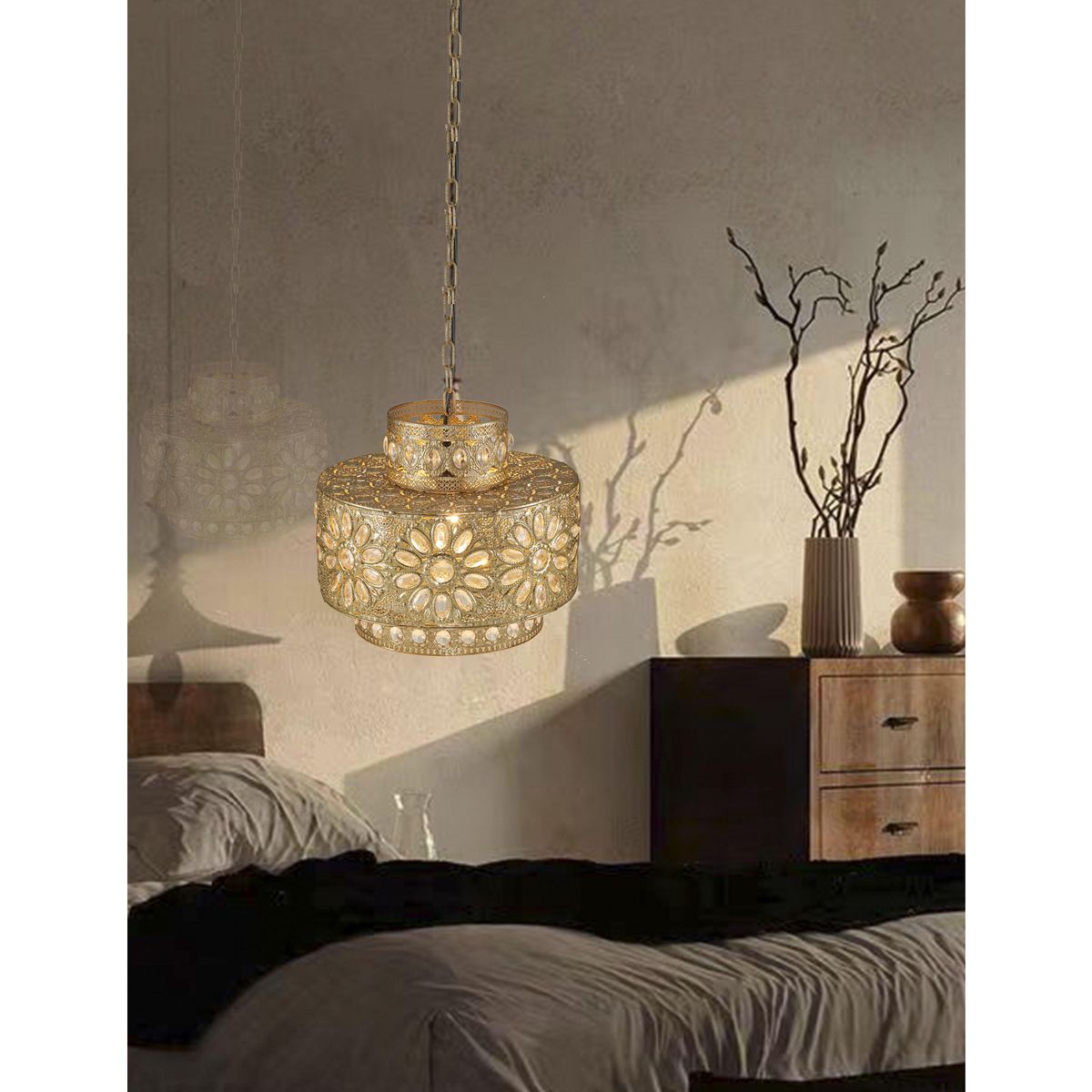 JUST HOME COLLECTION - Lámpara Colgante Metal Amarillo 35 cm