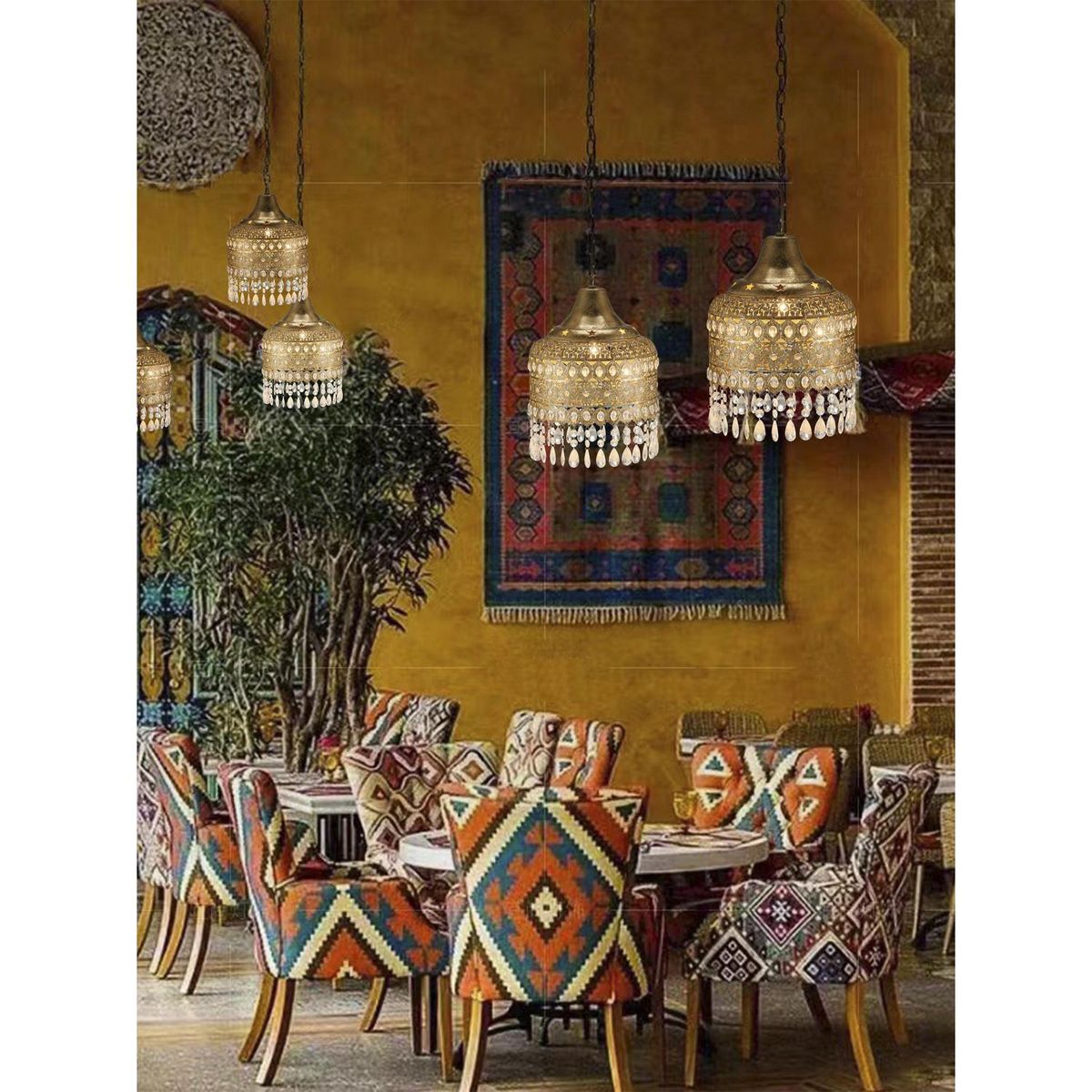 JUST HOME COLLECTION - Lámpara Colgante Metal Amarillo 33 cm