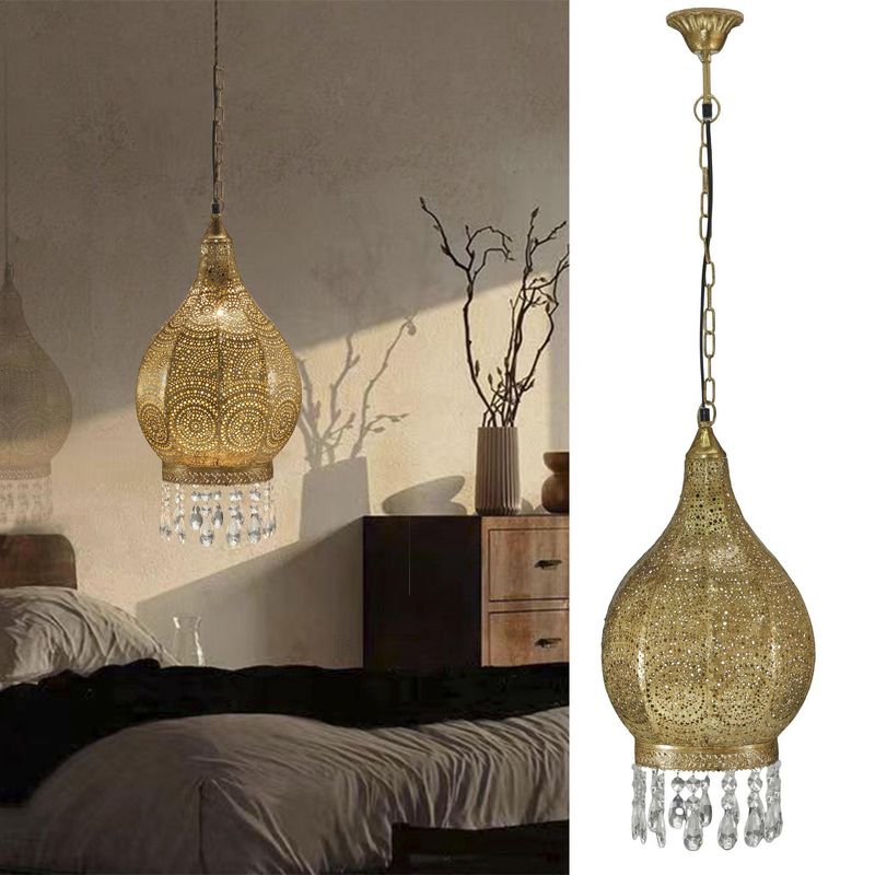 JUST HOME COLLECTION - Lámpara Colgante Metal Amarillo/Dorado 28 cm