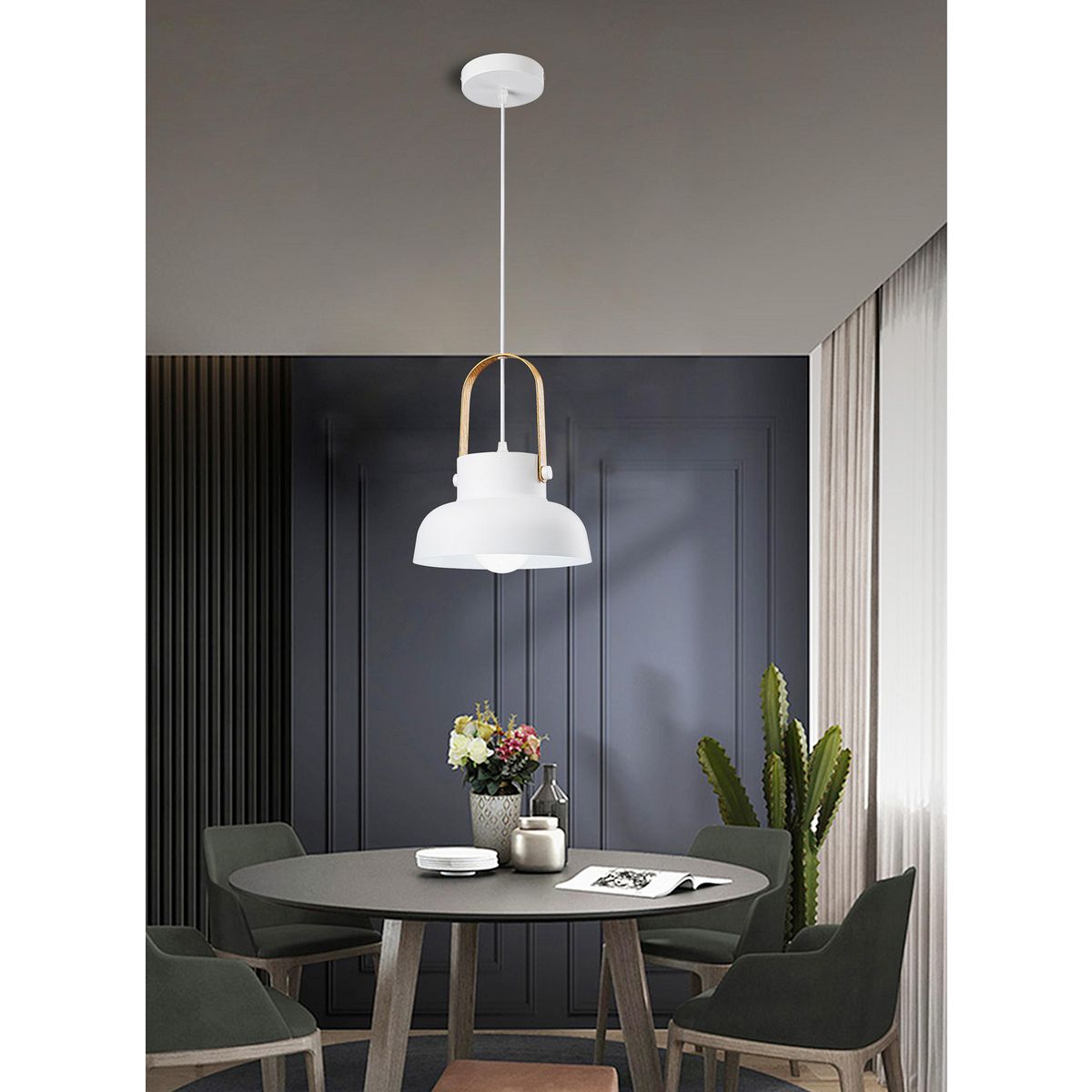 JUST HOME COLLECTION - Lámpara Colgante Acero Blanco