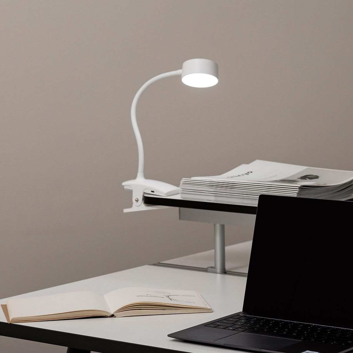 JUST HOME COLLECTION - Lámpara de Escritorio Clip Blanco 5x35 cm