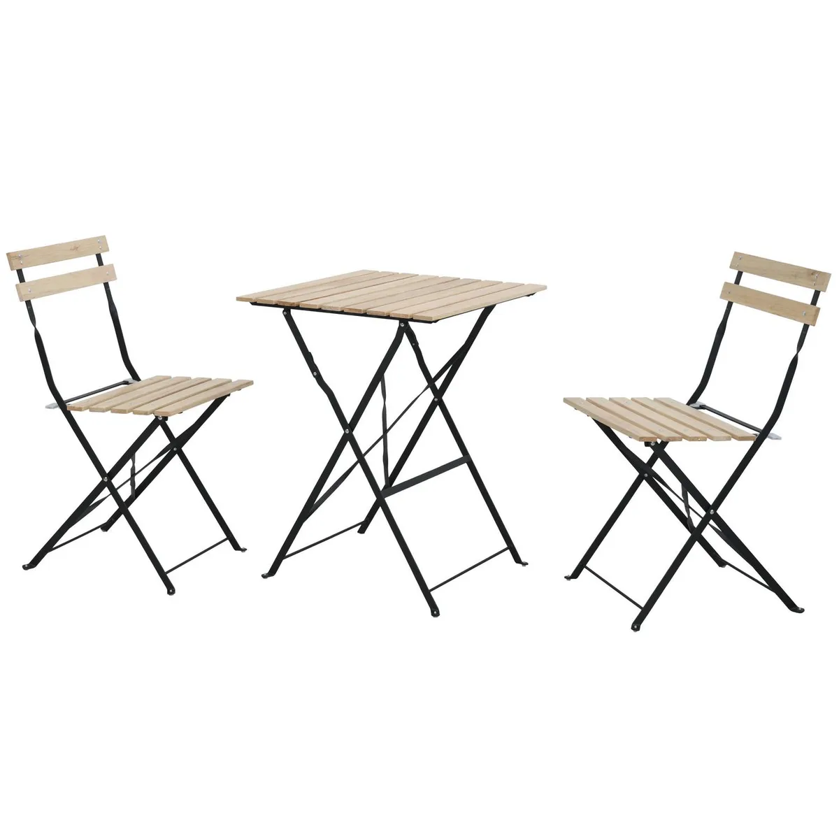 JUST HOME COLLECTION - Juego de Terraza Balcón 2 Personas Slats Madera