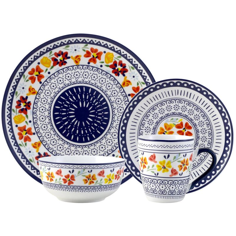 JUST HOME COLLECTION - Juego de Loza 16 Piezas Porcelana  Multicolor