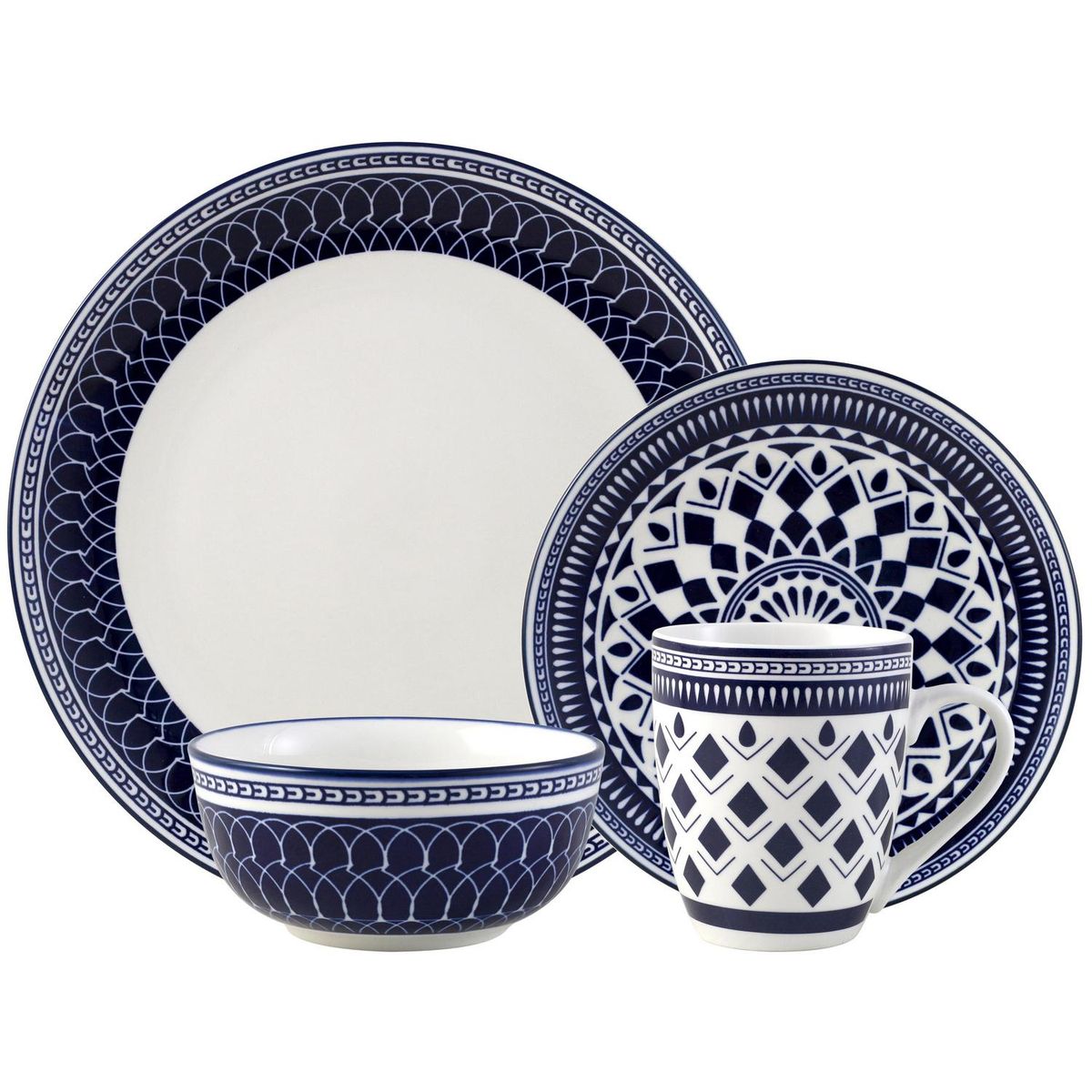 JUST HOME COLLECTION - Juego de Loza 16 Piezas Porcelana Multicolor