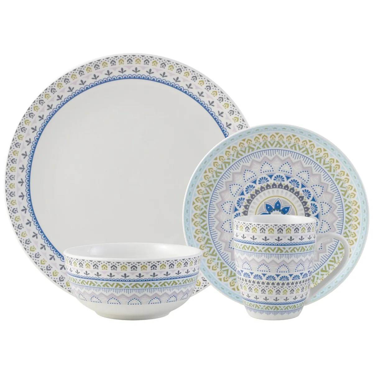 JUST HOME COLLECTION - Juego de Loza 16 Piezas Porcelana Multicolor