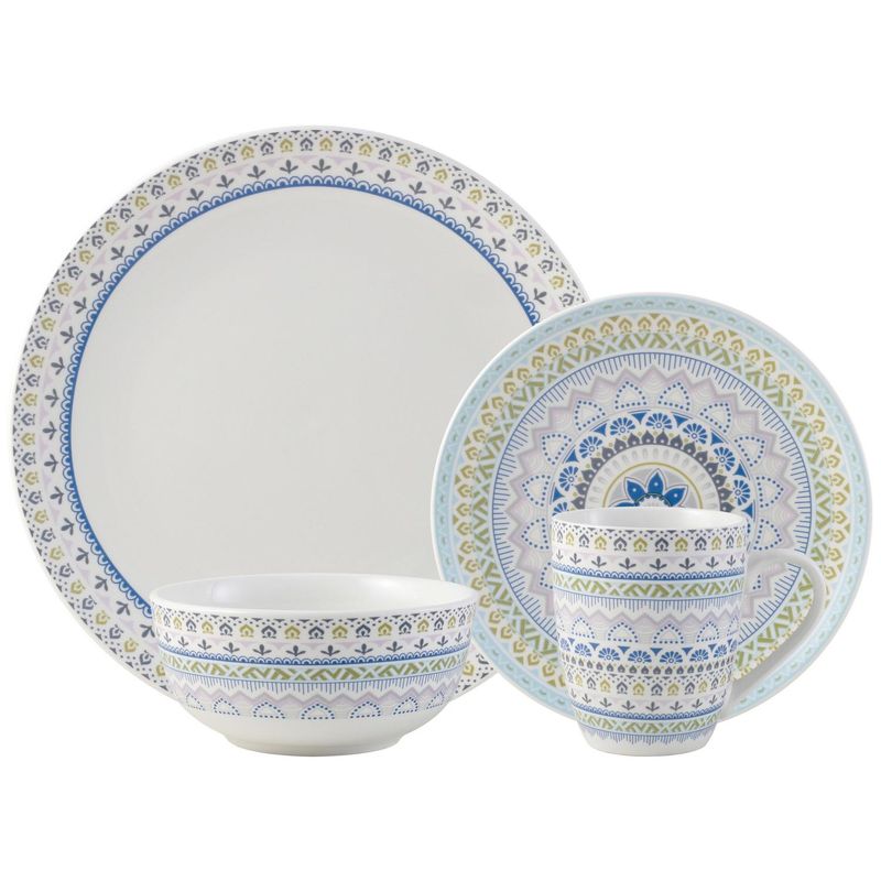 JUST HOME COLLECTION - Juego de Loza 16 Piezas Porcelana Seoul Multicolor