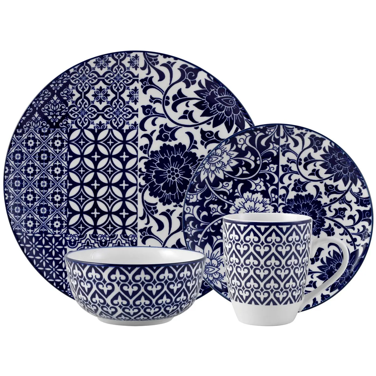 JUST HOME COLLECTION - Juego de Loza 24 Piezas Porcelana Azul