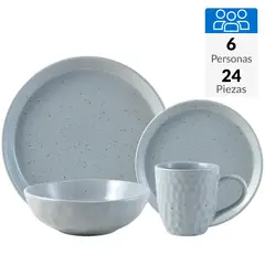 JUST HOME COLLECTION - Juego de Loza 24 Piezas Cerámica Gris