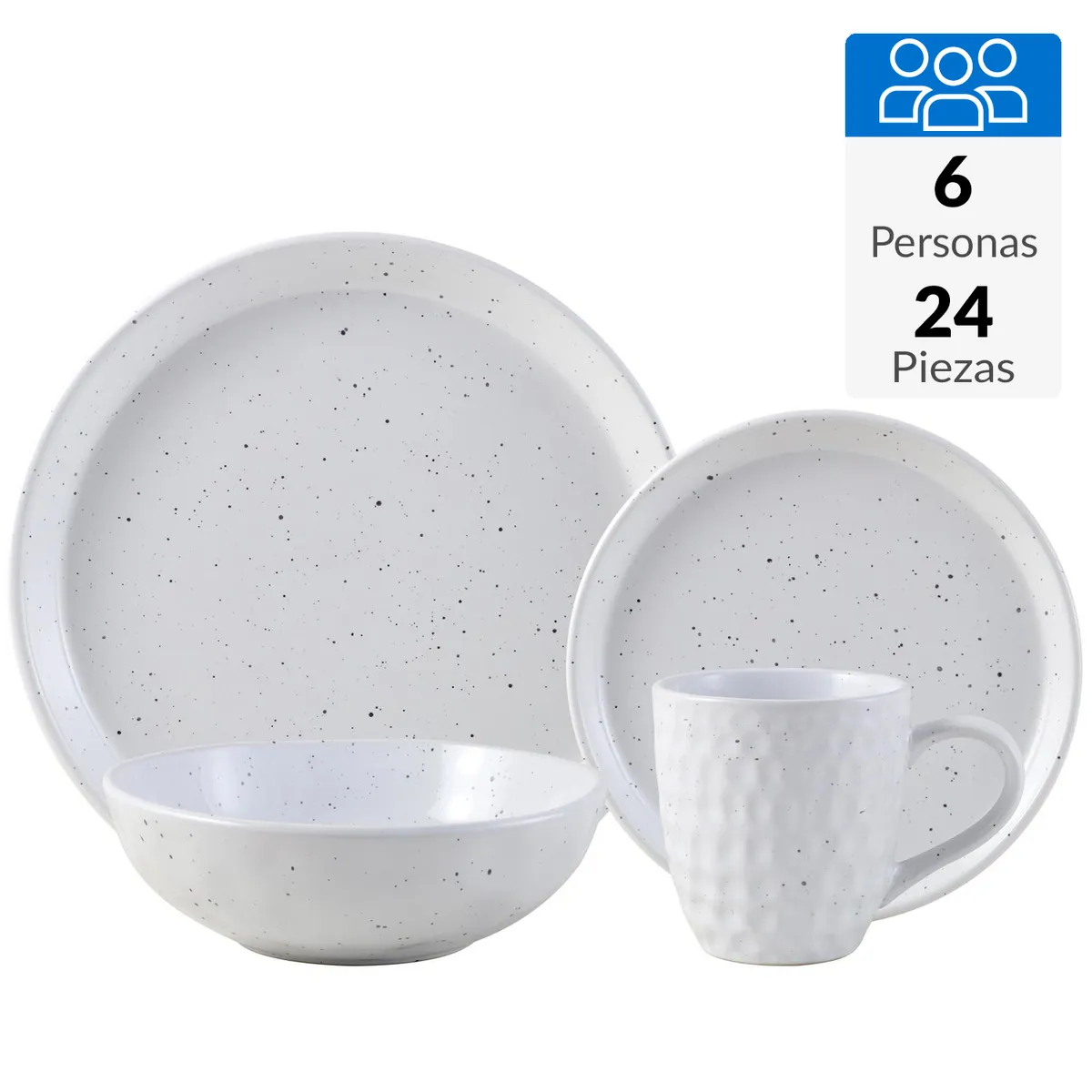 JUST HOME COLLECTION - Juego de Loza 24 Piezas Cerámica Blanco