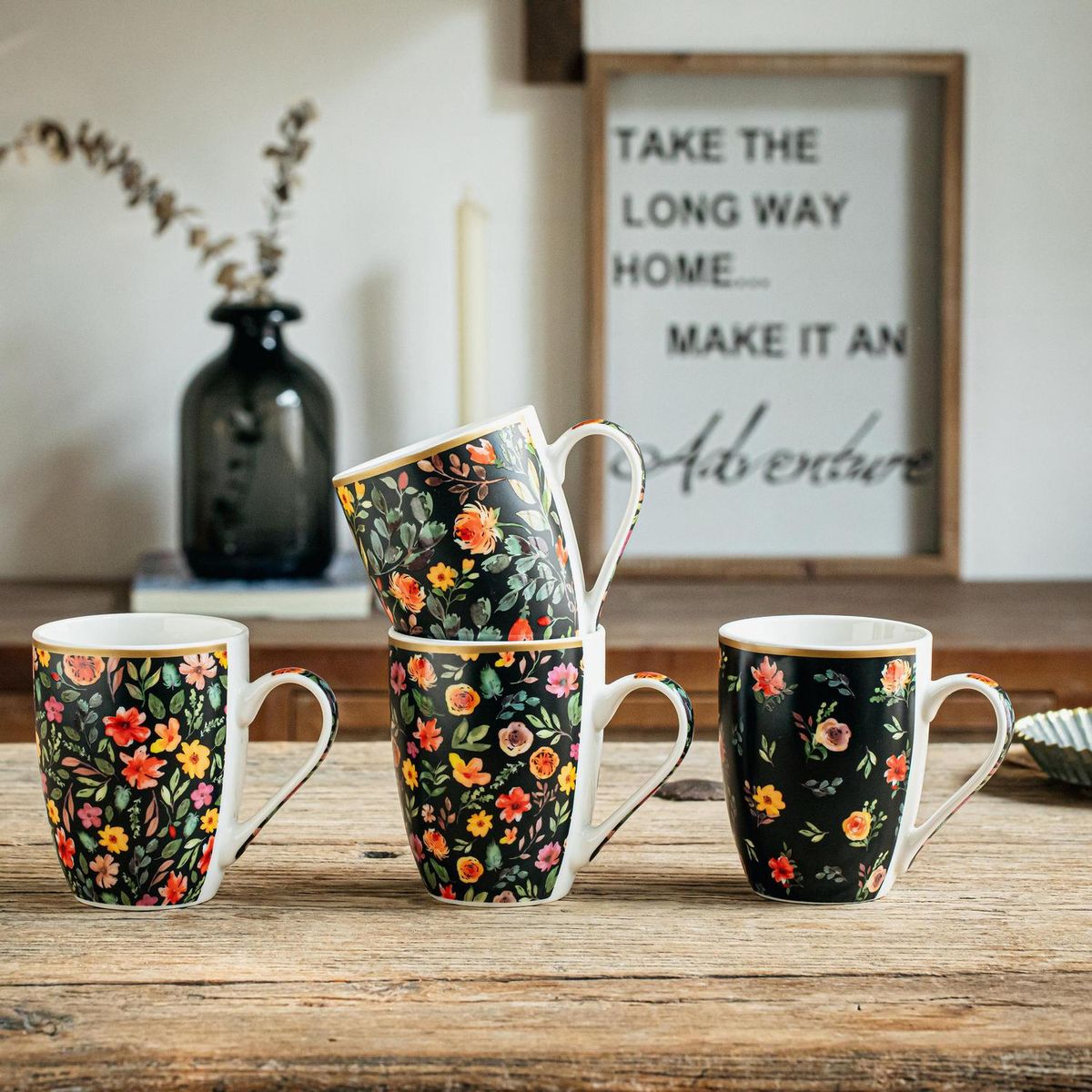 JUST HOME COLLECTION - Tazón/mug 340 ml flores surtidos