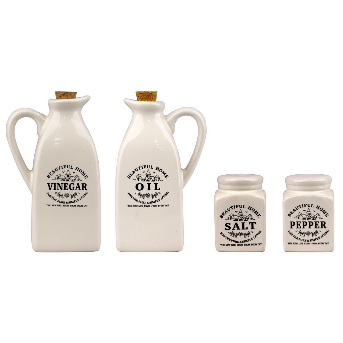 JUST HOME COLLECTION - Set Salero/Pimentera + Vinagrera/Aceitera