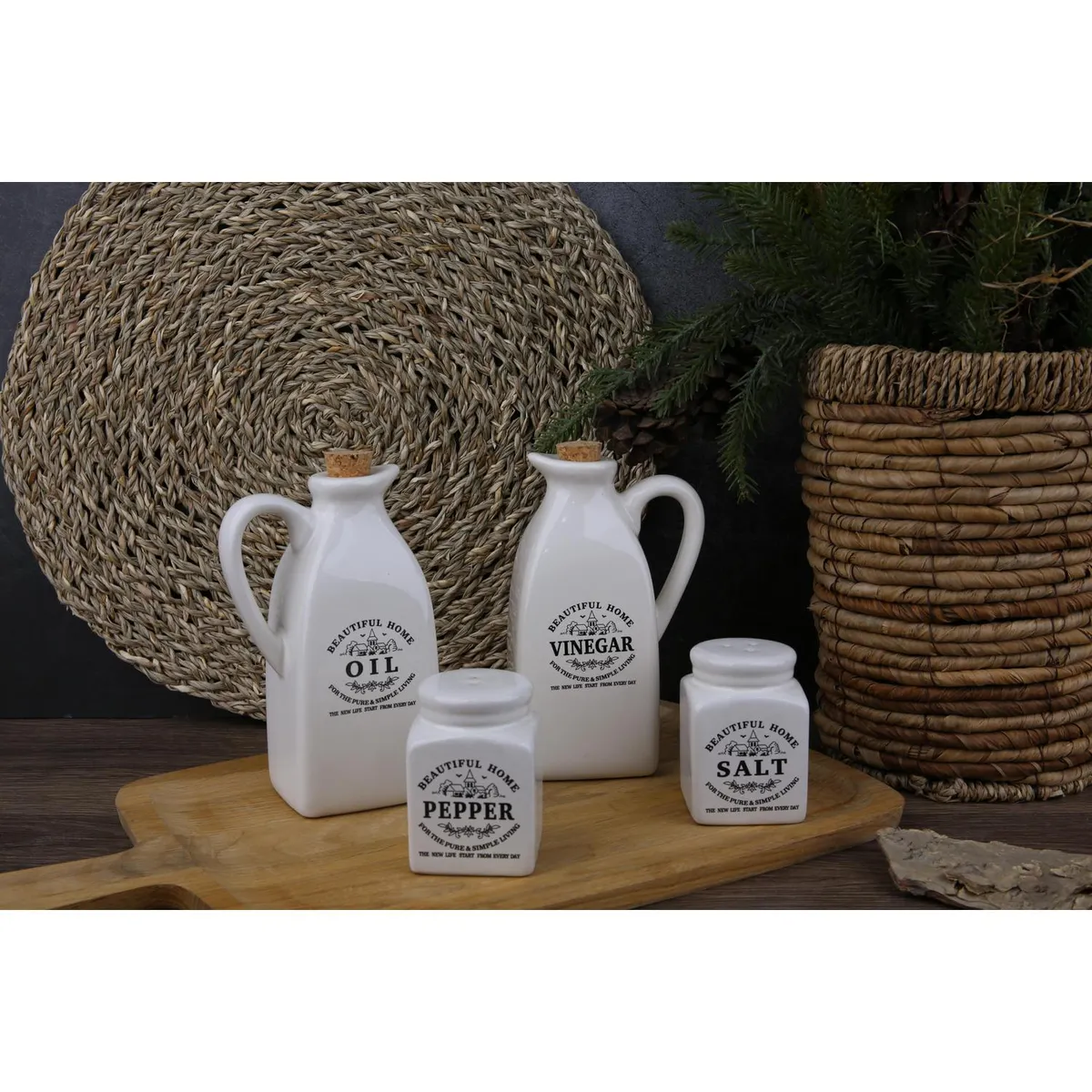 JUST HOME COLLECTION - Set Salero/Pimentera + Vinagrera/Aceitera