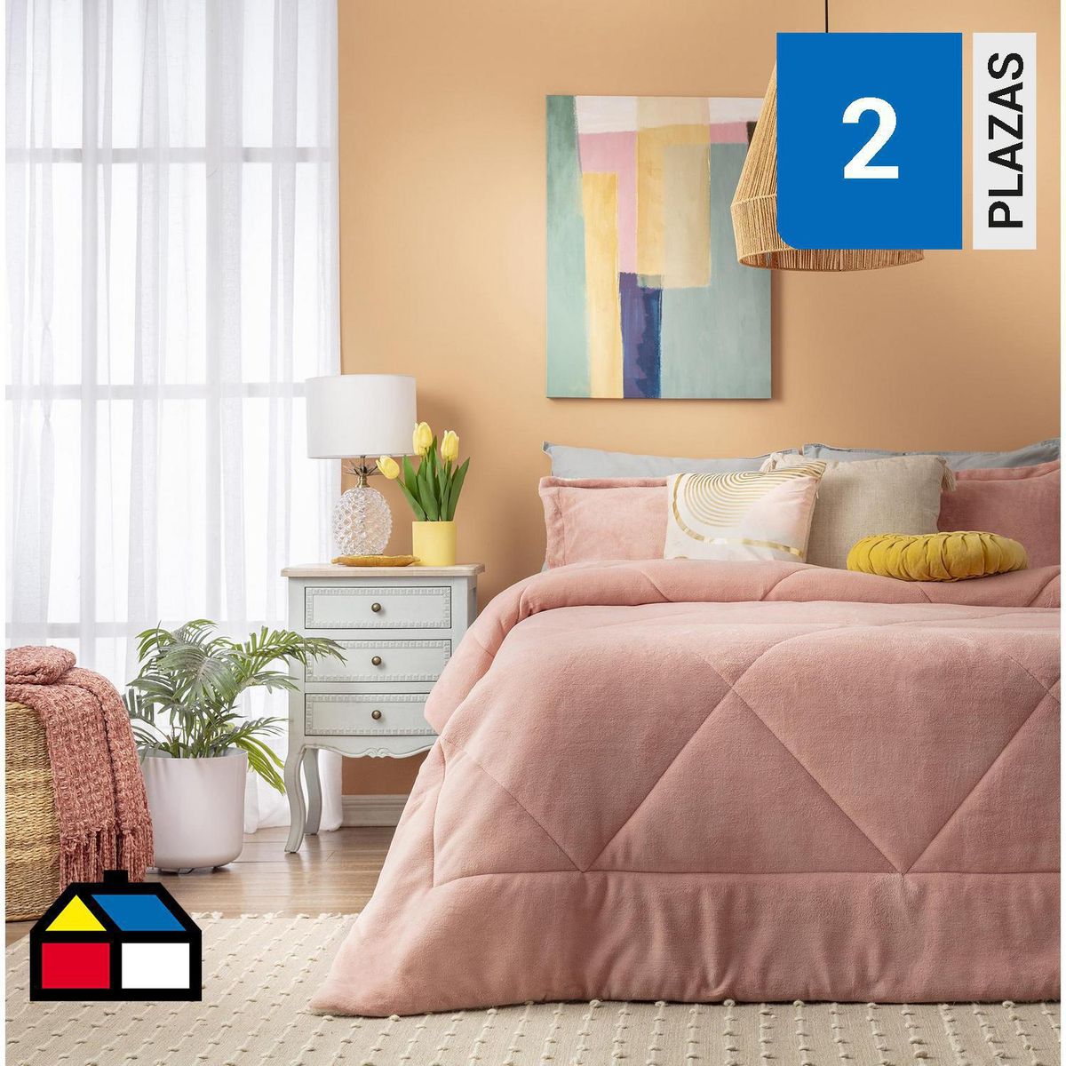 JUST HOME COLLECTION - Plumón Boho Solid Rosa