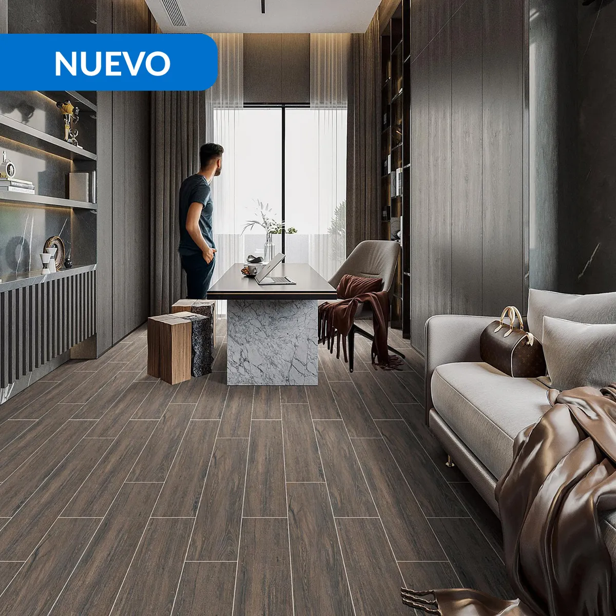 HOLZTEK - Porcelanato 20x120 cm Kalmar Café Oscuro 1.2 m2