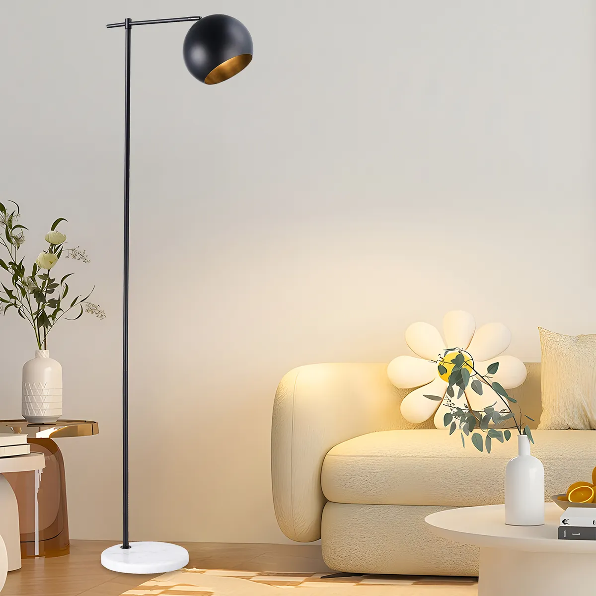 JUST HOME COLLECTION - Lámpara de Pie Dara Negro Y Blanco