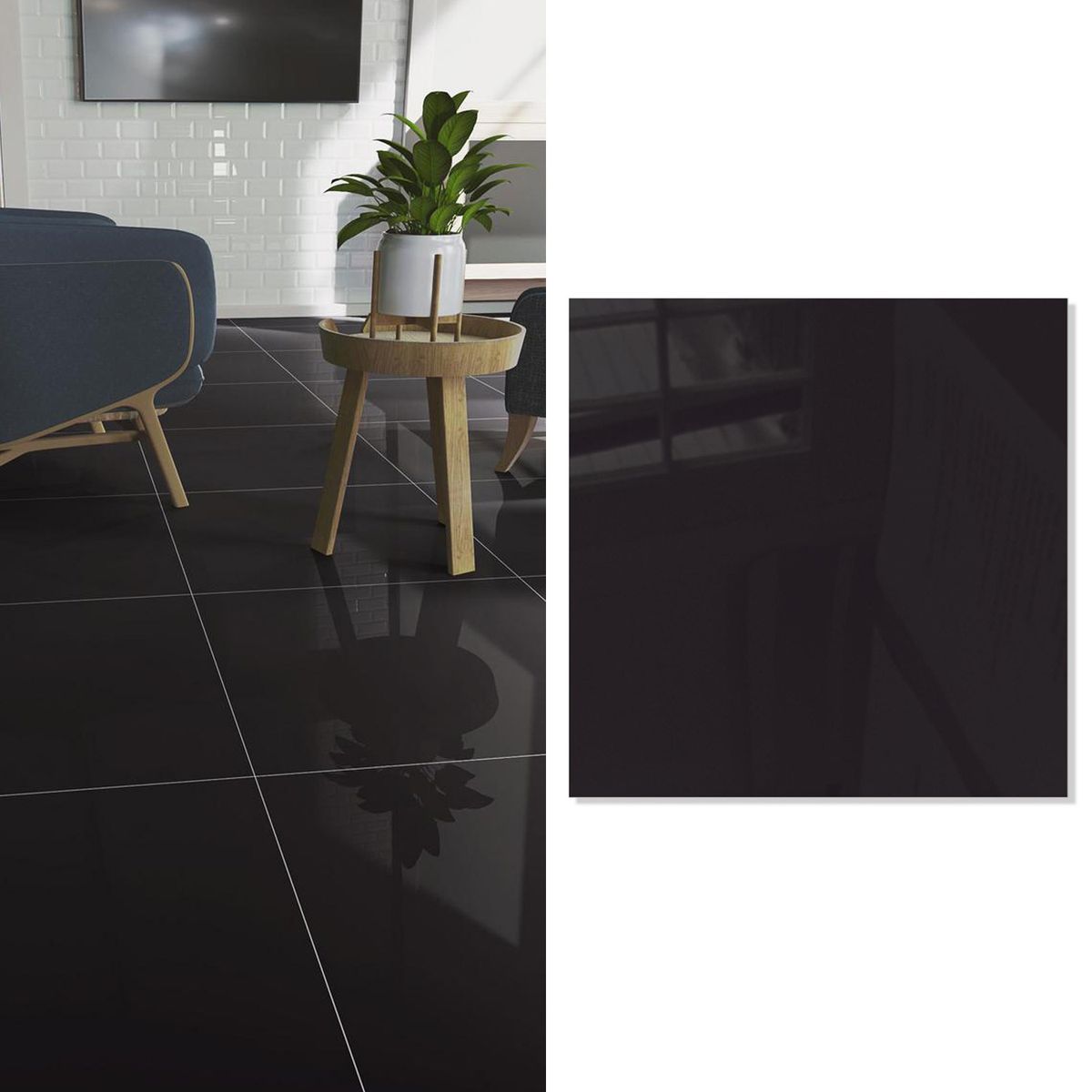 HOLZTEK - Porcelanato 60x60 cm Pure Black Negro 1.44 m2