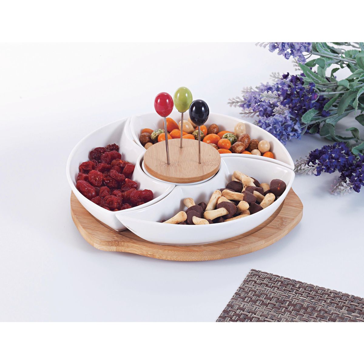 JUST HOME COLLECTION - Bowl 3 divisiones base bambú 3 trinches