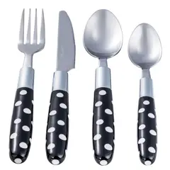 JUST HOME COLLECTION - Juego De Cubiertos 24 Piezas Mango Negro/Blanco