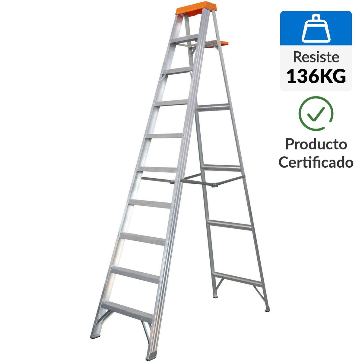 UBERMANN - Escalera De tijera Aluminio 3.10 m 9 Peldaños