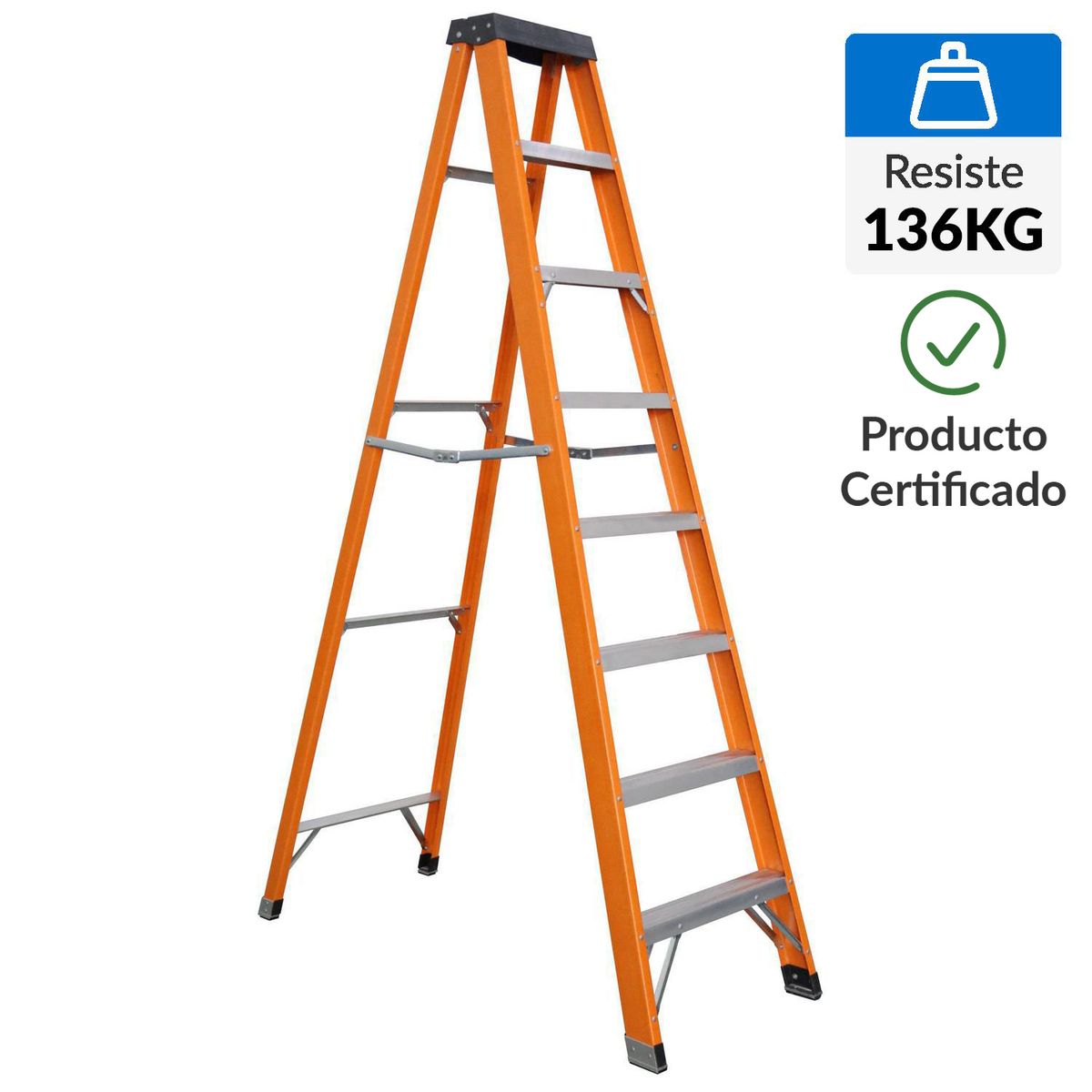 UBERMANN - Escalera De tijera Fibra de Vidrio 2.48 m 7 Peldaños