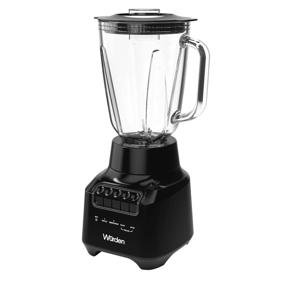 WURDEN - Licuadora de Vidrio 1.5 Litros Negro WBL-DESIGN750