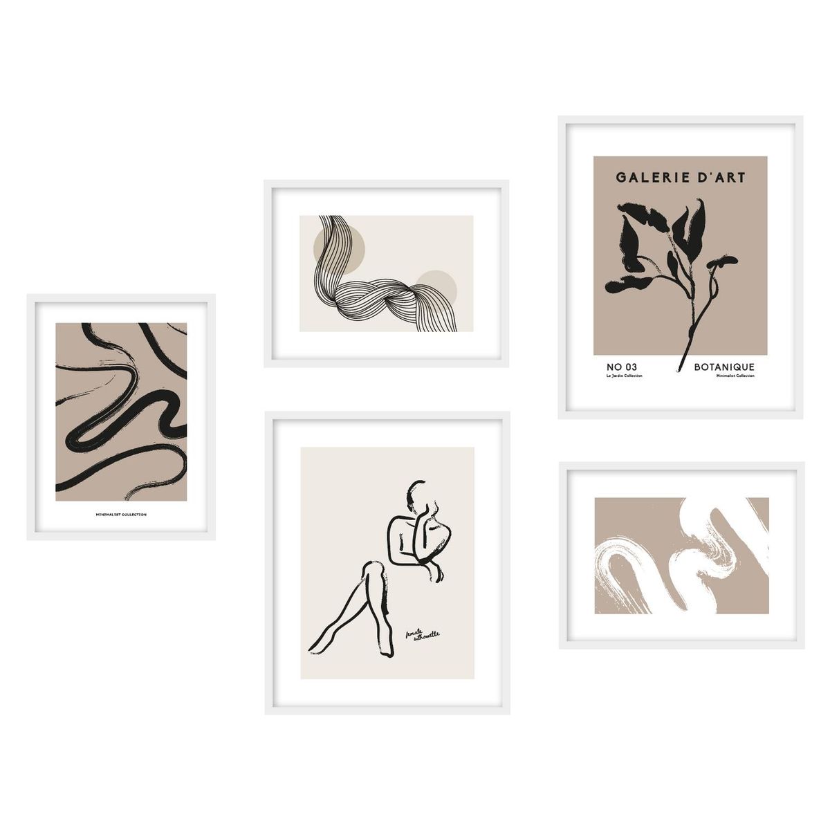 JUST HOME COLLECTION - Set de 5 Cuadros Vintage 40x50 cm