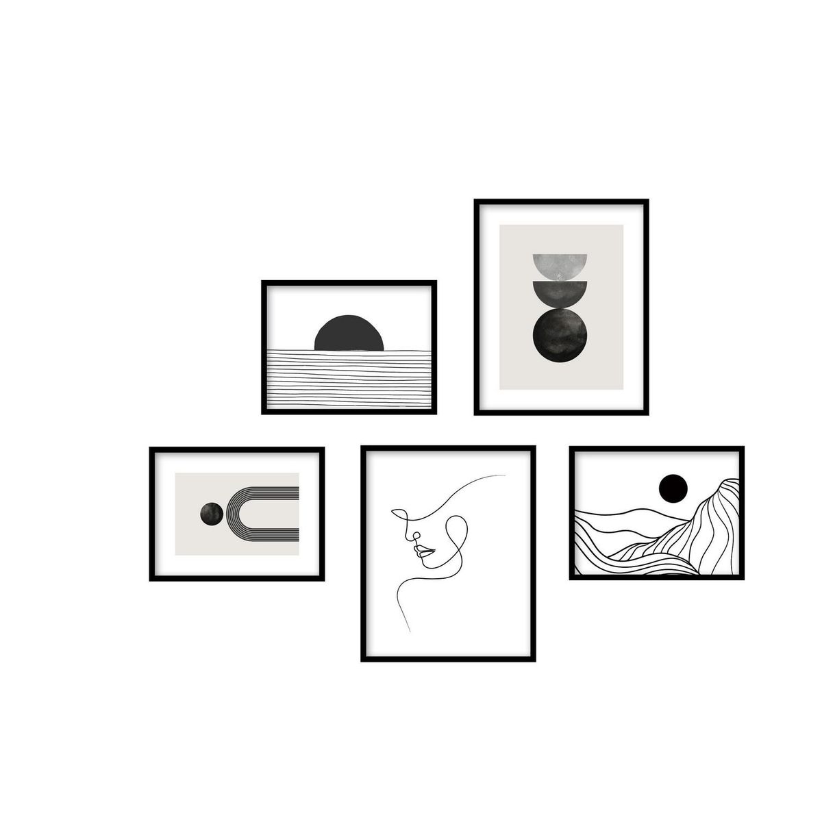 JUST HOME COLLECTION - Set 5 Cuadros Decorativos Abstracto