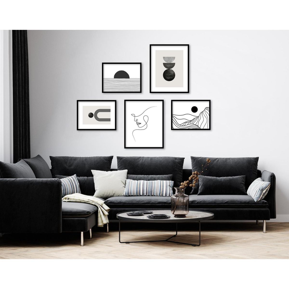 JUST HOME COLLECTION - Set 5 Cuadros Decorativos Abstracto