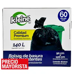 KLEINE WOLKE - Bolsas de Basura Ultra Resistentes 90x120 cm 140 Litros 60 Unidades