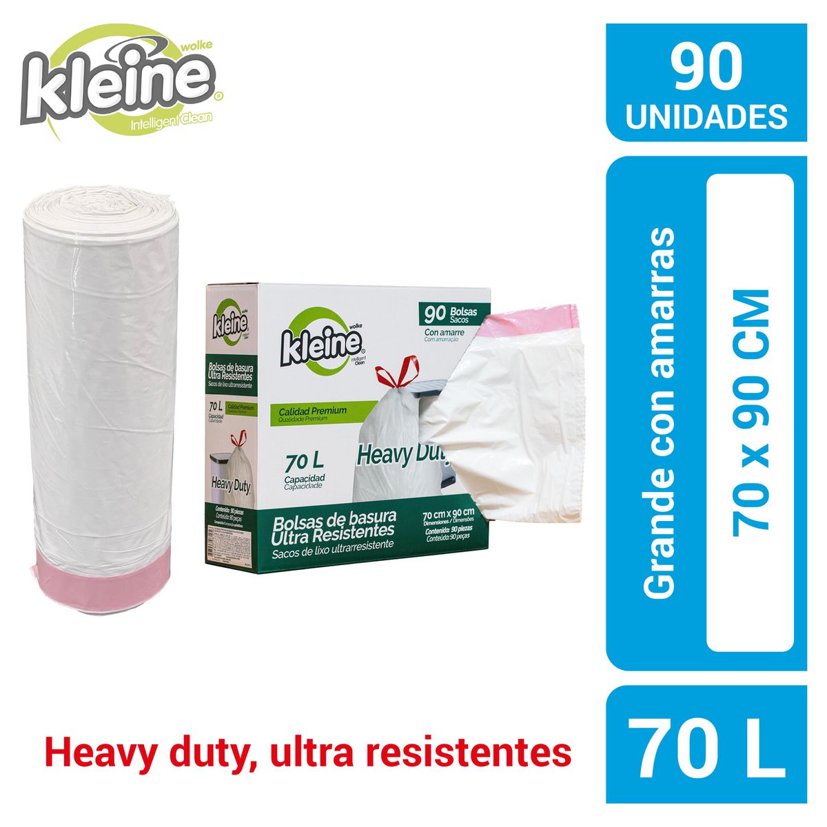 KLEINE WOLKE - Bolsas de Basura 70x90 cm 70 Litros 90 unidad(es)