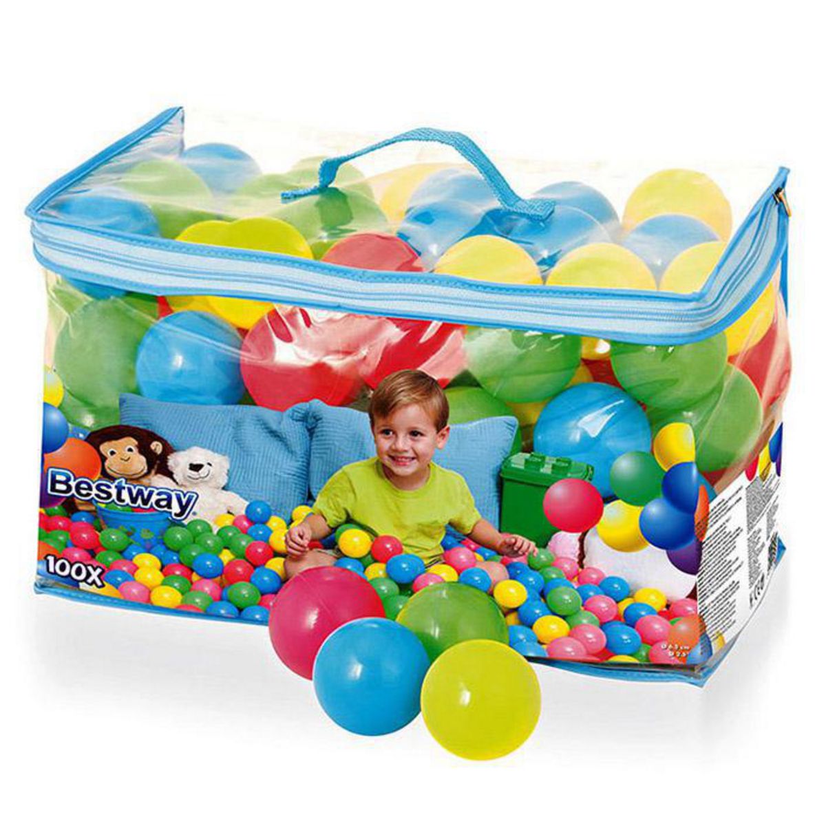 BESTWAY - Set 100 Pelotas Plásticas 25x19x35 cm Multicolores