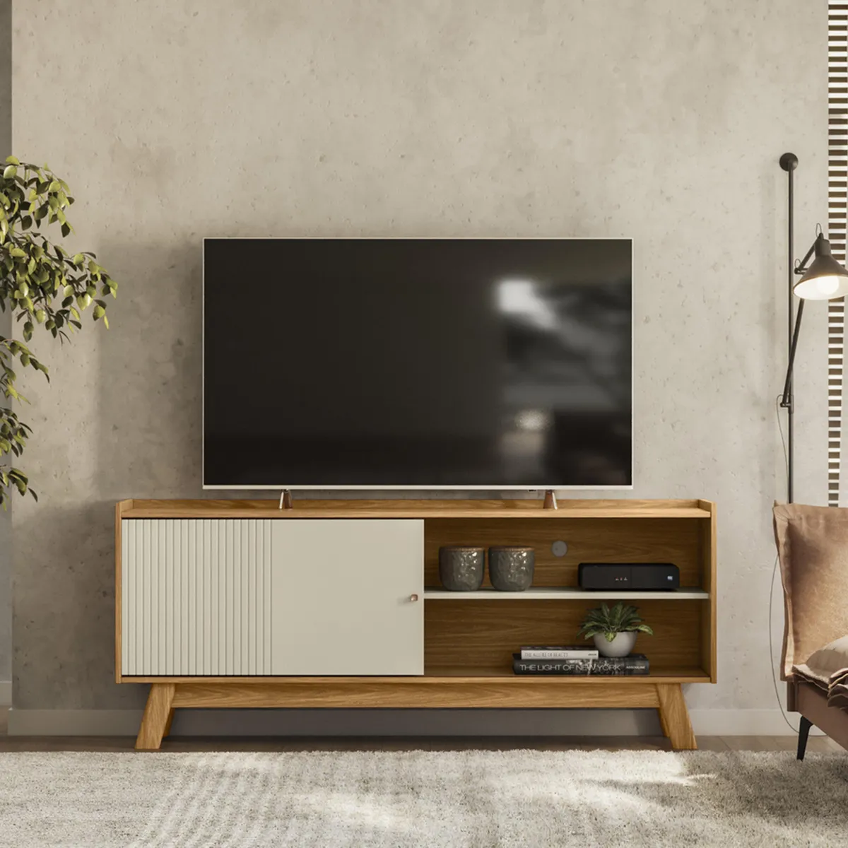 JUST HOME COLLECTION - Mesa 65 " Aurum Natural/Blanco 160x66x36 cm