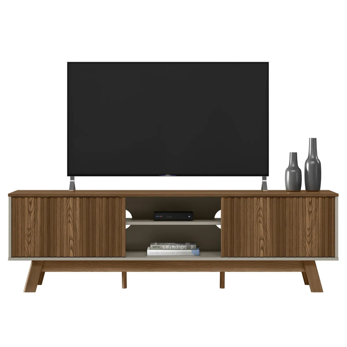 JUST HOME COLLECTION - Mesa TV 75 " San Francisco Blanco/Natural 181x55x38 cm