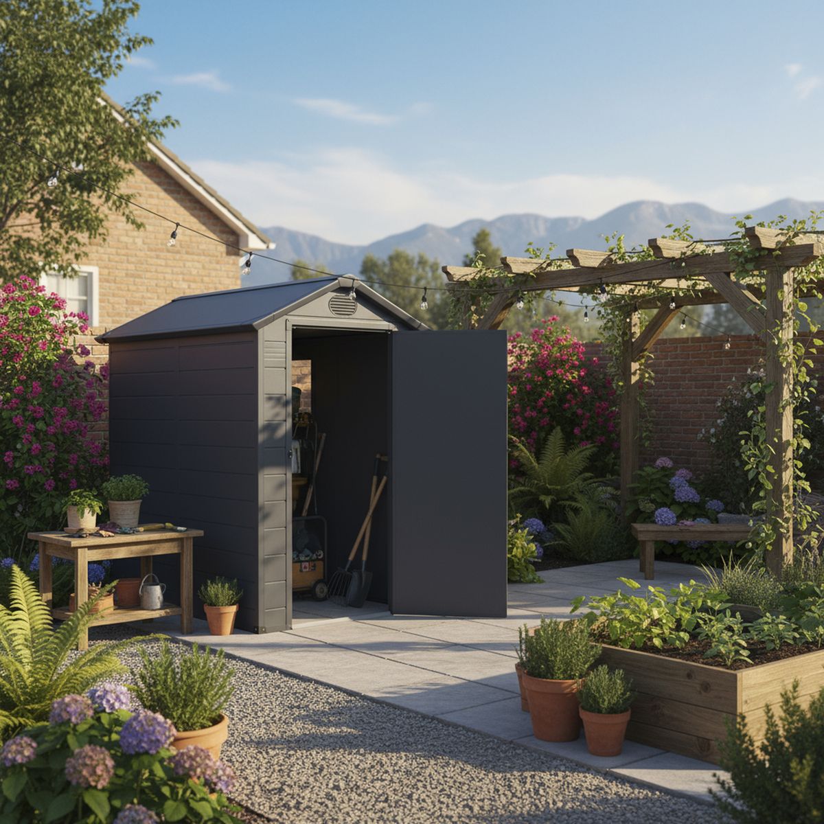 ERGO - Bodega para Jardín AVE B1 Gris 204x134x192 cm