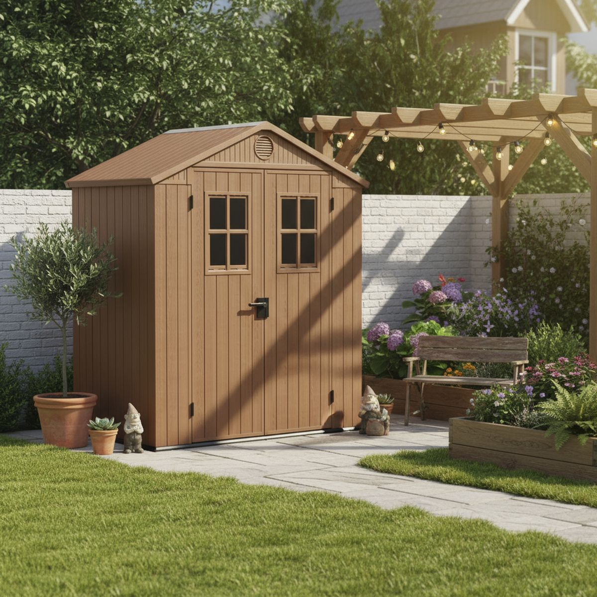 KETER - Bodega de Jardín Super Premiun Darwin Café 221x190x122 cm