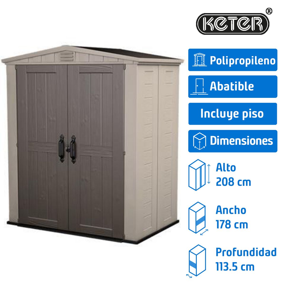 KETER - Bodega de Jardín Premiun Factor Beige. 208x178x113.5 cm